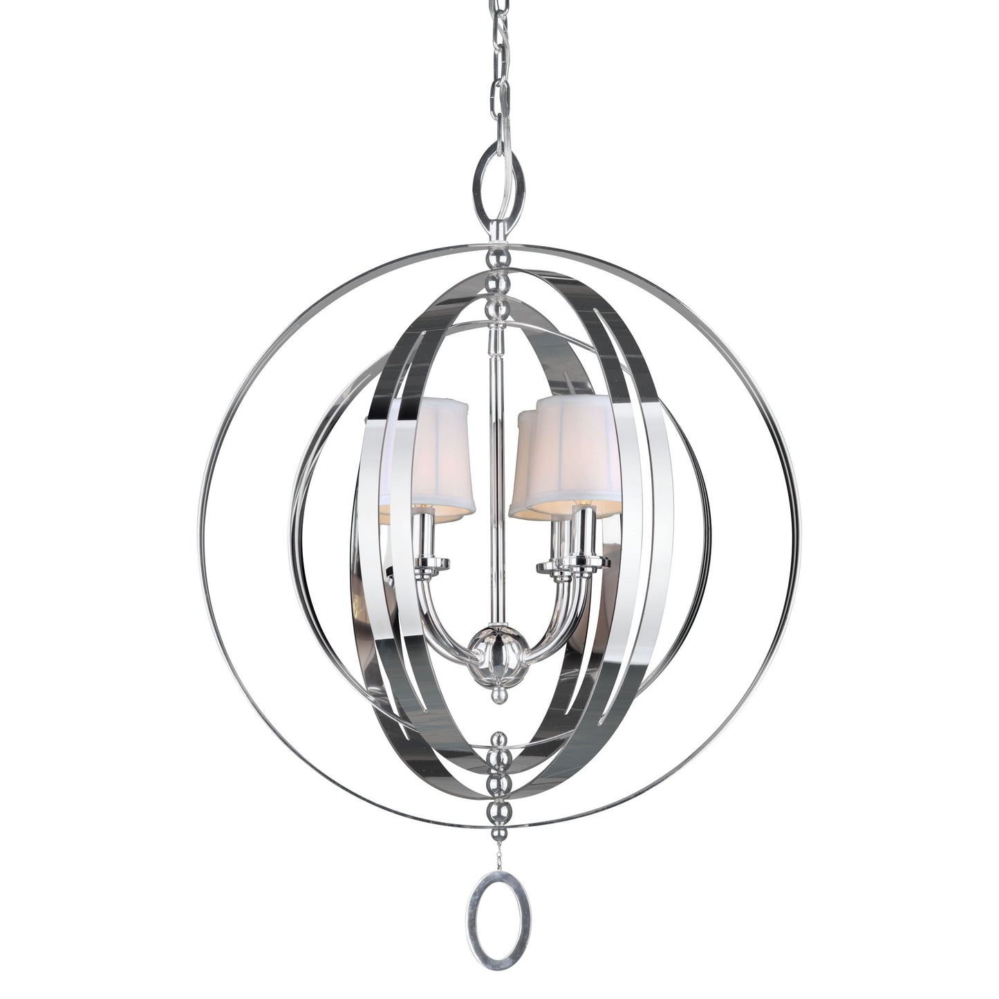 Forte Lighting Oscar 22" 4-Light Steel Chrome Chandelier With Fabric Shades