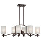 Forte Lighting Page 36" 6-Light Steel Antique Bronze Oval Chandelier With White Linen Glass Shades