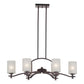 Forte Lighting Page 36" 6-Light Steel Antique Bronze Oval Chandelier With White Linen Glass Shades