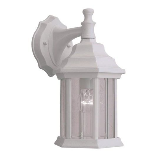 Forte Lighting Penn 7" Die Cast Aluminum Matte White Outdoor Wall Light With Clear Beveled Glass Panels Shade