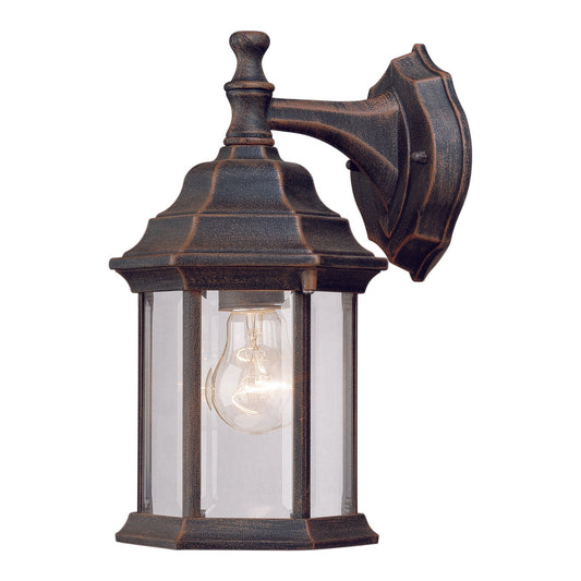 Forte Lighting Penn 7" Die Cast Aluminum Painted Rust Outdoor Wall Light With Clear Beveled Glass Panels Shade