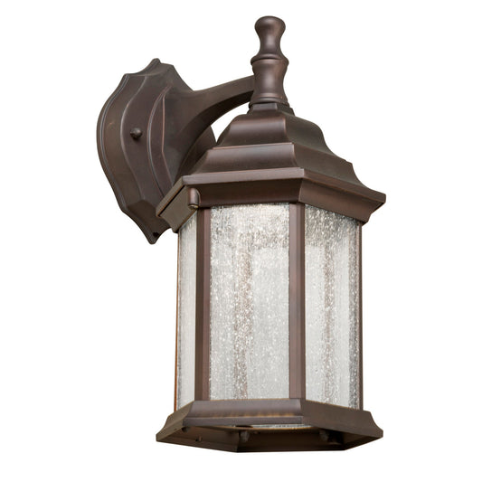 Forte Lighting Penn 7" LED Die Cast Aluminum Antique Bronze Outdoor Dark Sky Wall Light With Clear Seeded Glass Panels Shade