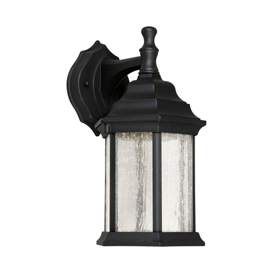 Forte Lighting Penn 7" LED Die Cast Aluminum Black Outdoor Dark Sky Wall Light With Clear Seeded Glass Panels Shade