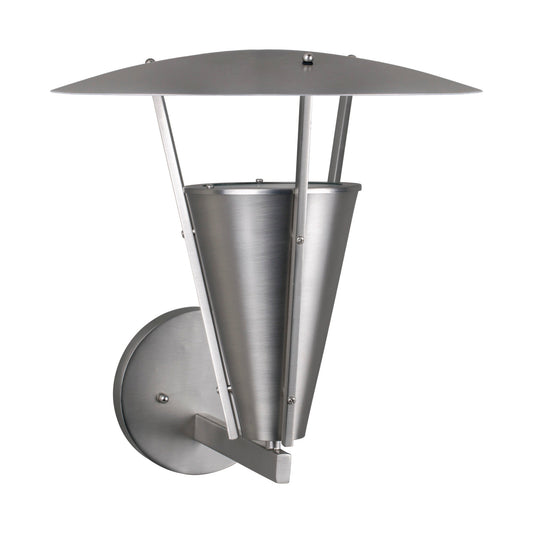 Forte Lighting Pylon 14" 1-Light Steel Outdoor Wall Light In Brushed Nickel Finish