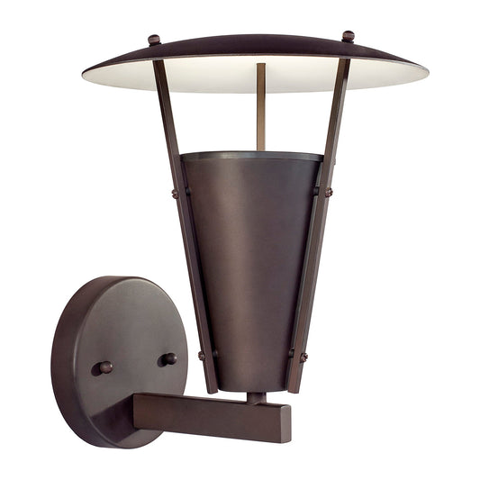 Forte Lighting Pylon 9" 1-Light Steel Outdoor Wall Light In Antique Bronze Finish