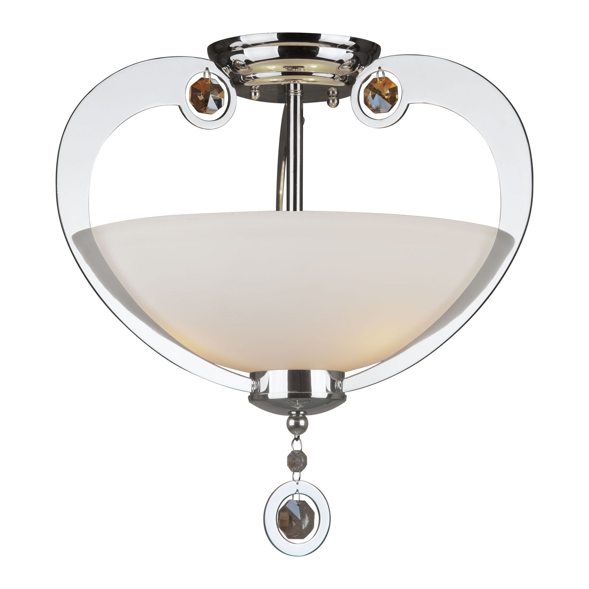 Forte Lighting Rea 15" 3-Light Steel Chrome Semi-Flush Mount With Satin Opal Glass Shade