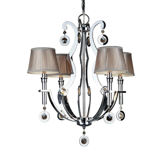 Forte Lighting Rea 24" 4-Light Steel Chrome Chandelier With Fabric Shades