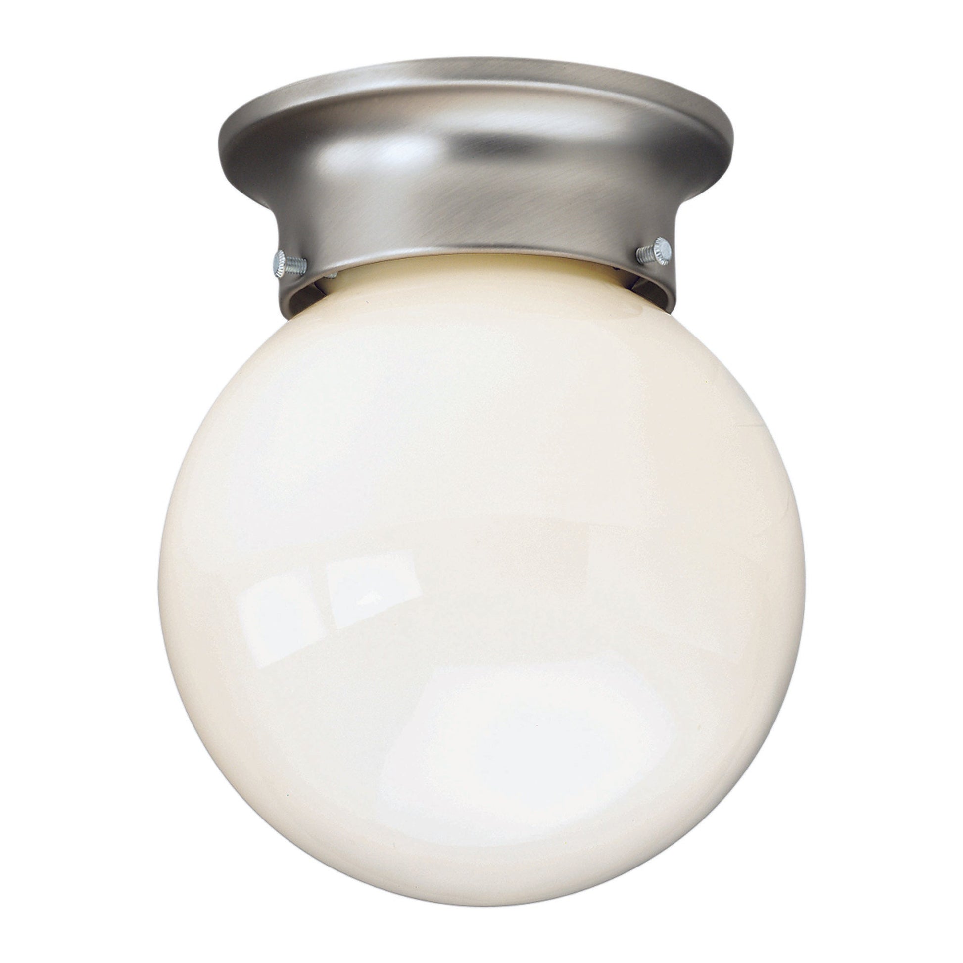 Forte Lighting Rudy 6" 1-Light Steel Brushed Nickel Flush Mount With Opal Glass Shade