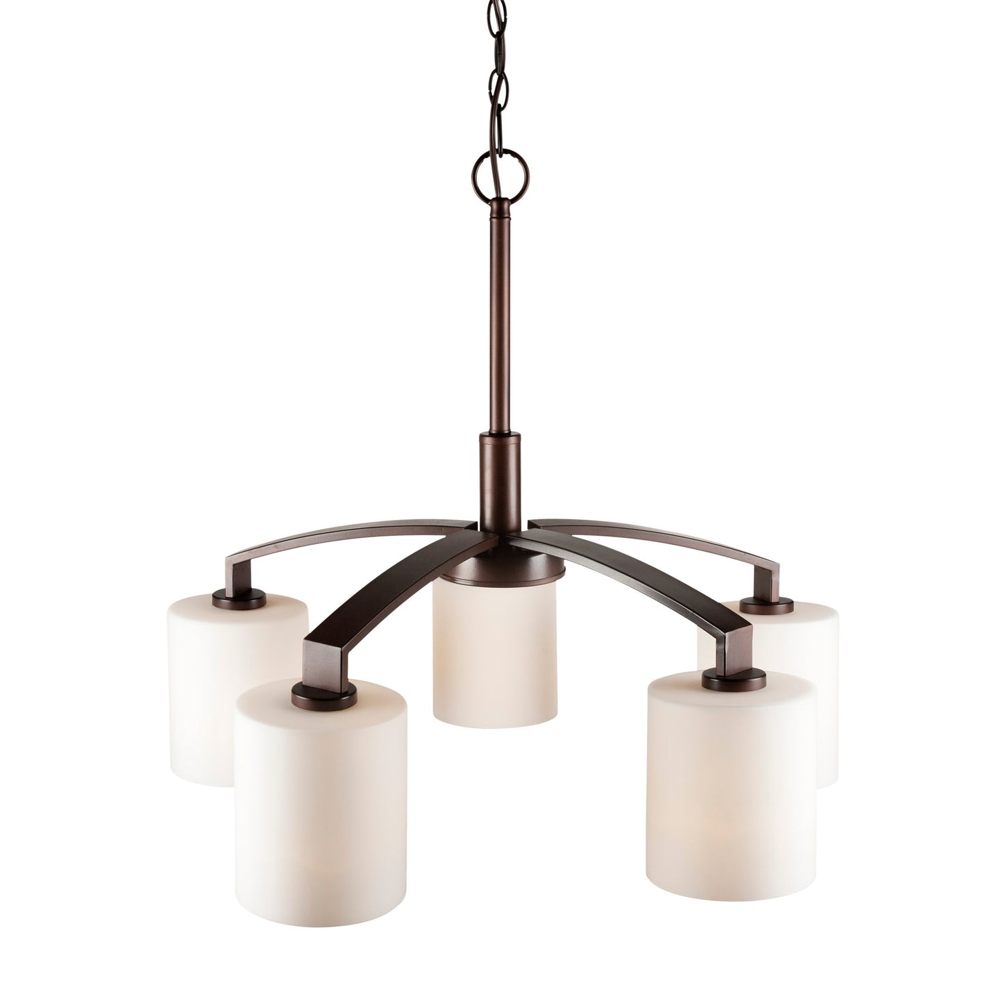 Forte Lighting Shanti 27" 5-Light Steel Antique Bronze Chandelier With Satin Opal Glass Shades