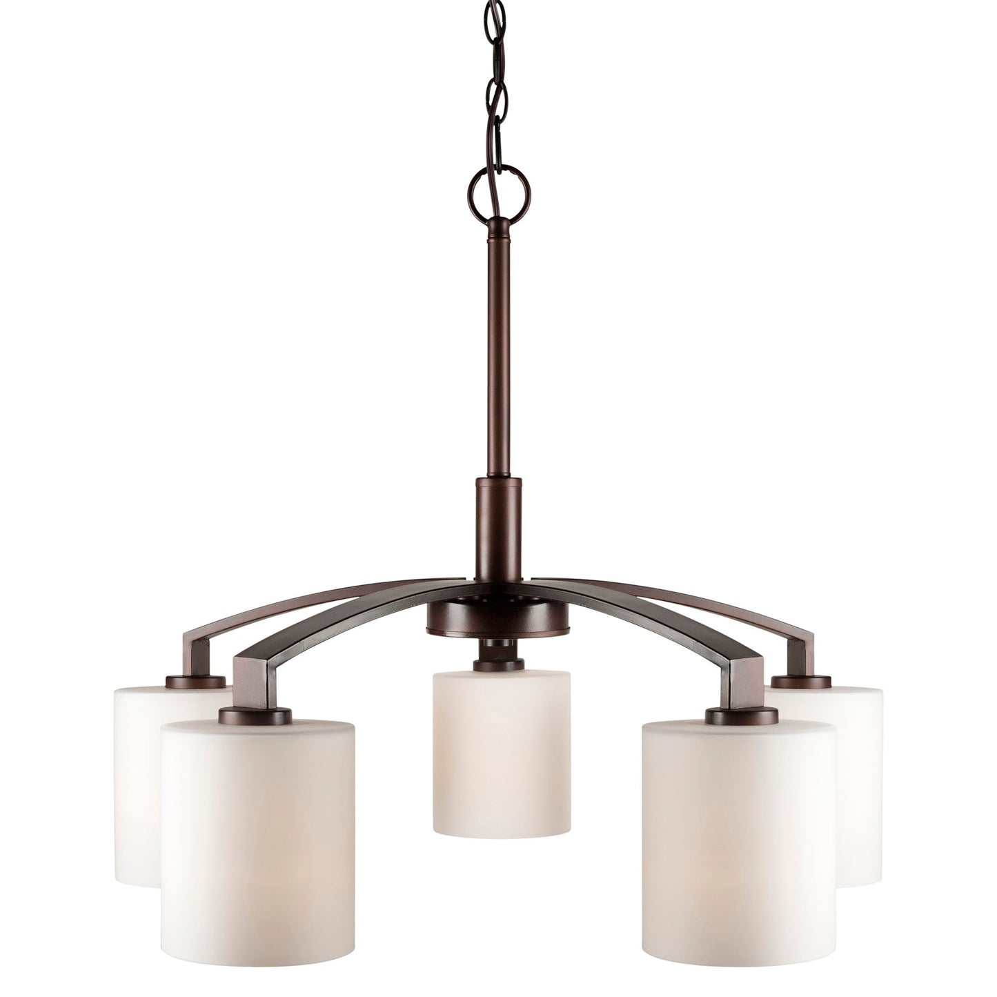 Forte Lighting Shanti 27" 5-Light Steel Antique Bronze Chandelier With Satin Opal Glass Shades