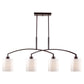 Forte Lighting Shanti 42" 4-Light Steel Linear Antique Bronze Pendant With Satin Opal Glass Shades