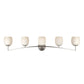 Forte Lighting Silas 43" 5-Light Steel Brushed Nickel Bath Bar With White Glass Shades