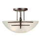 Forte Lighting Simi 15" 2-Light Steel Antique Bronze Semi-Flush Mount With White Linen Glass Shade