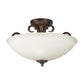 Forte Lighting Sutter 17" 3-Light Steel Antique Bronze Semi-Flush Mount With White Glass Shade