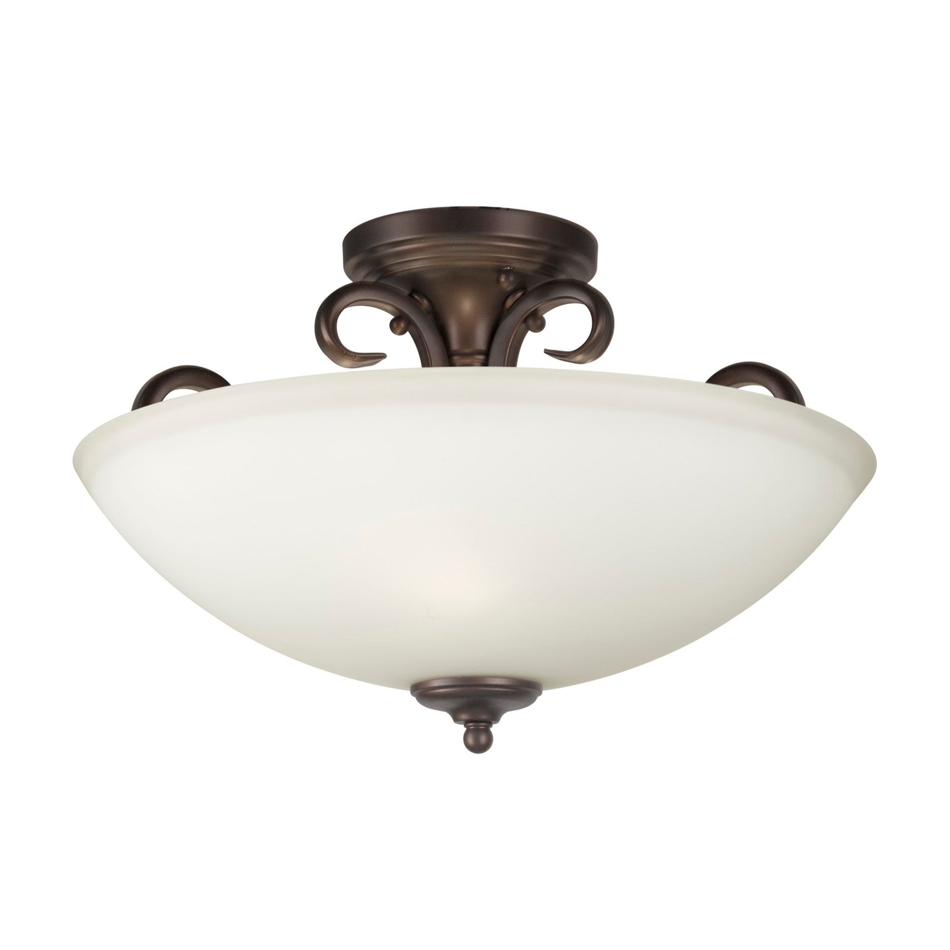 Forte Lighting Sutter 17" 3-Light Steel Antique Bronze Semi-Flush Mount With White Glass Shade