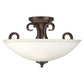 Forte Lighting Sutter 17" 3-Light Steel Antique Bronze Semi-Flush Mount With White Glass Shade