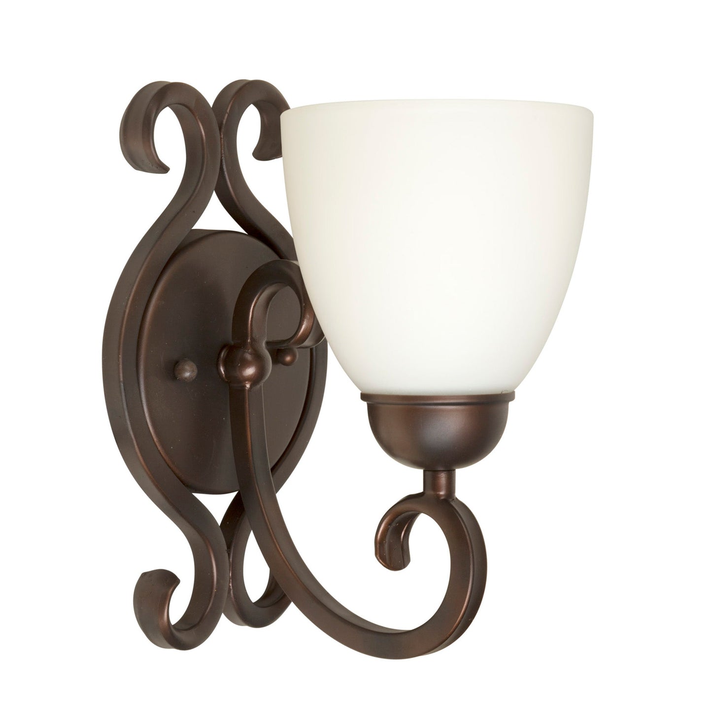 Forte Lighting Sutter 5" Steel Antique Bronze Wall Sconce With White Glass Shade