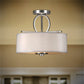 Forte Lighting Tom 14" 3-Light Steel Brushed Nickel Semi-Flush Mount With Fabric Shades