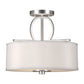 Forte Lighting Tom 14" 3-Light Steel Brushed Nickel Semi-Flush Mount With Fabric Shades