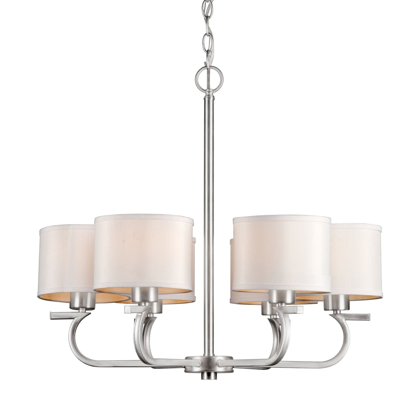 Forte Lighting Tom 26" 6-Light Steel Brushed Nickel Chandelier With Fabric Shades