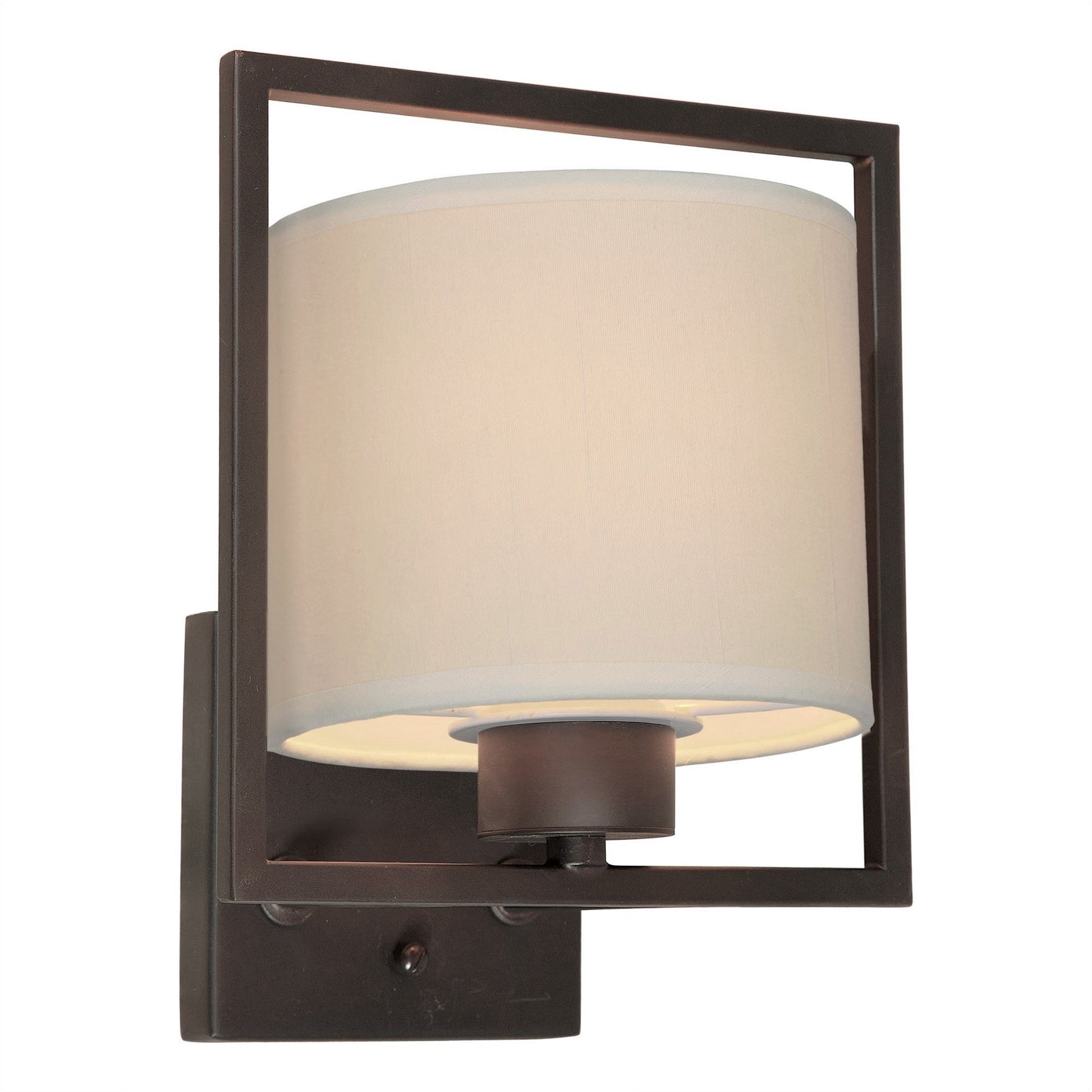 Forte Lighting Torrey 8" 2-Light Steel Antique Bronze Wall Sconce With Fabric Shade