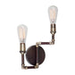 Forte Lighting Uccelo 10" 2-Light Steel Bare Bulb Wall Sconce In Antique Bronze Finish