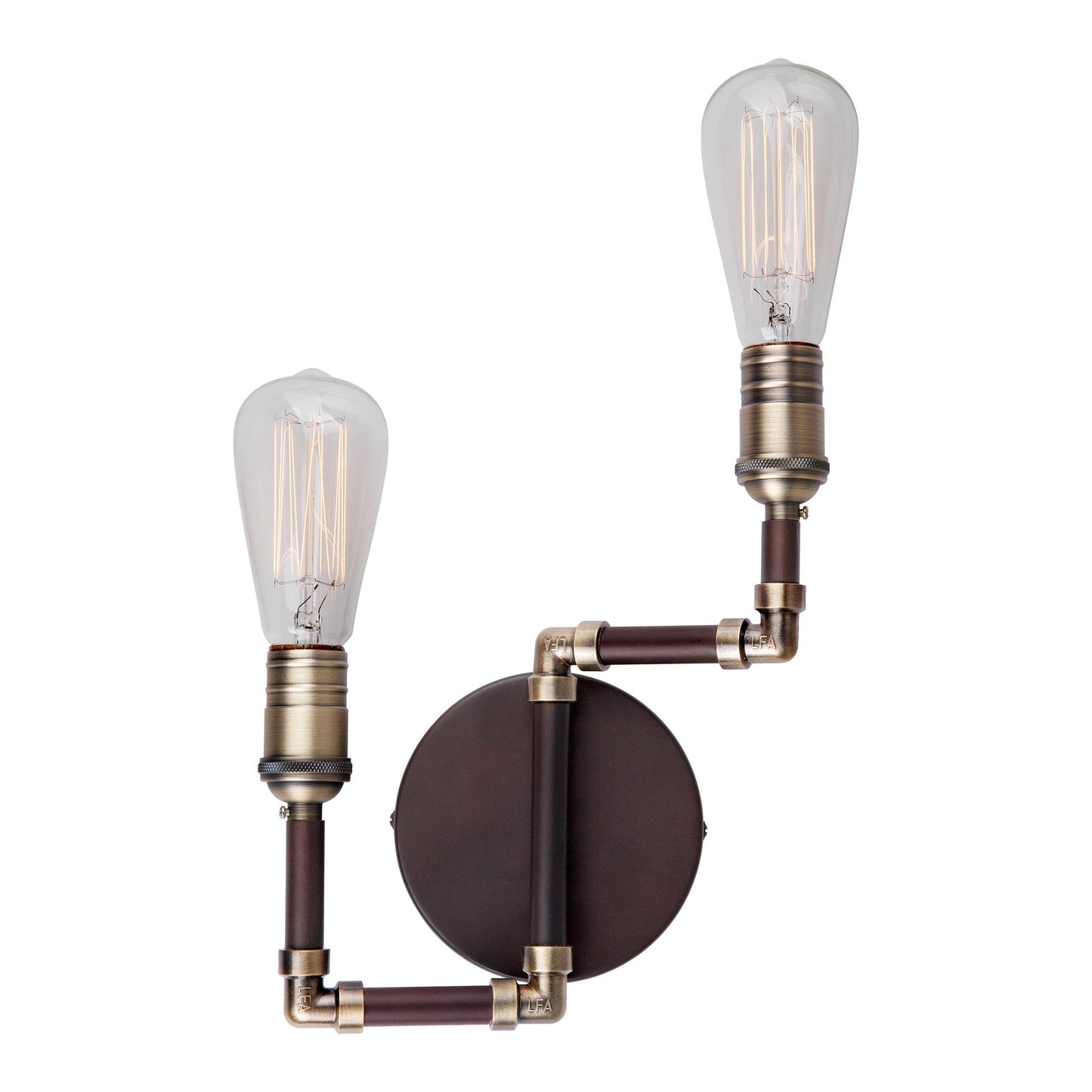 Forte Lighting Uccelo 10" 2-Light Steel Bare Bulb Wall Sconce In Antique Bronze Finish