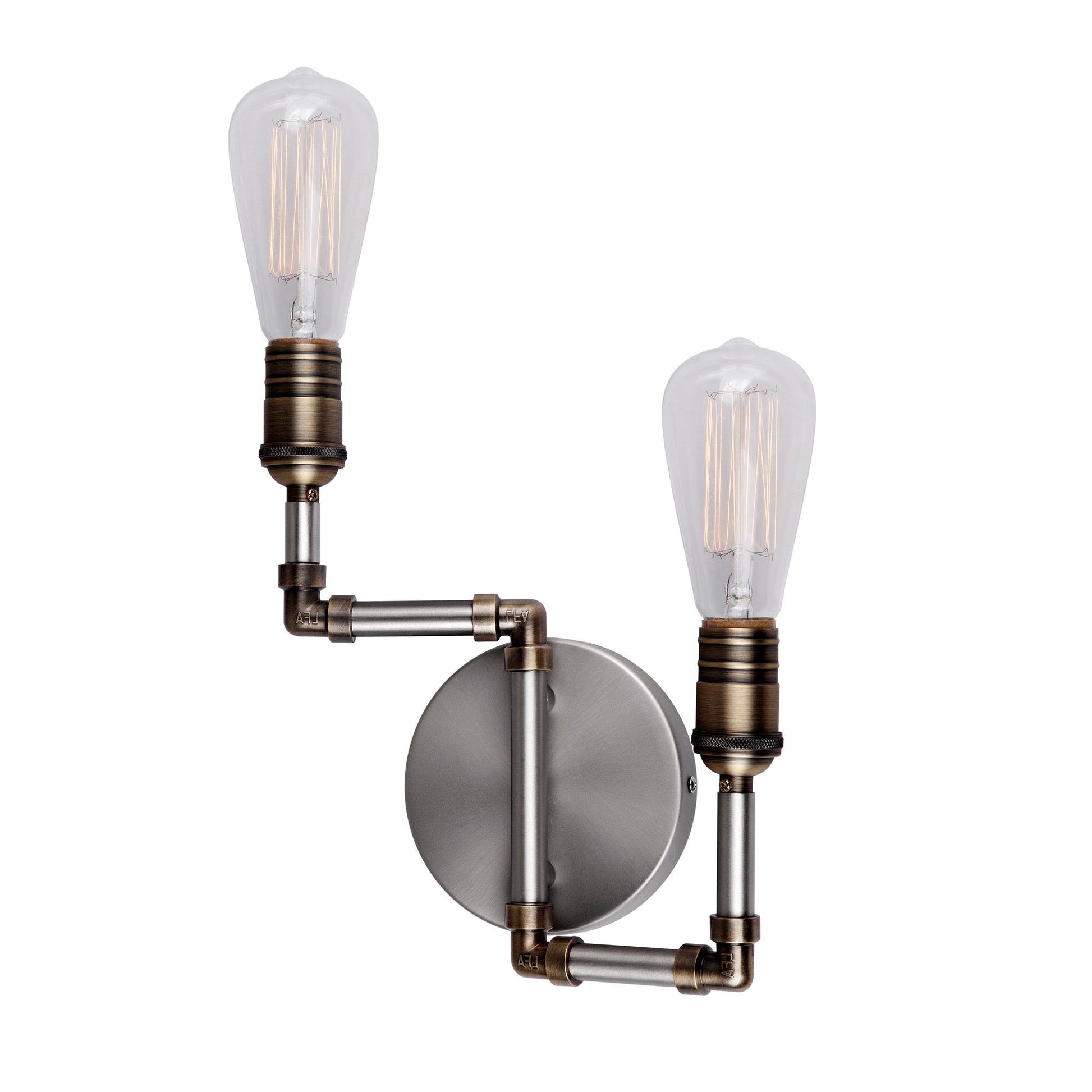 Forte Lighting Uccelo 10" 2-Light Steel Bare Bulb Wall Sconce In Brushed Nickel Finish