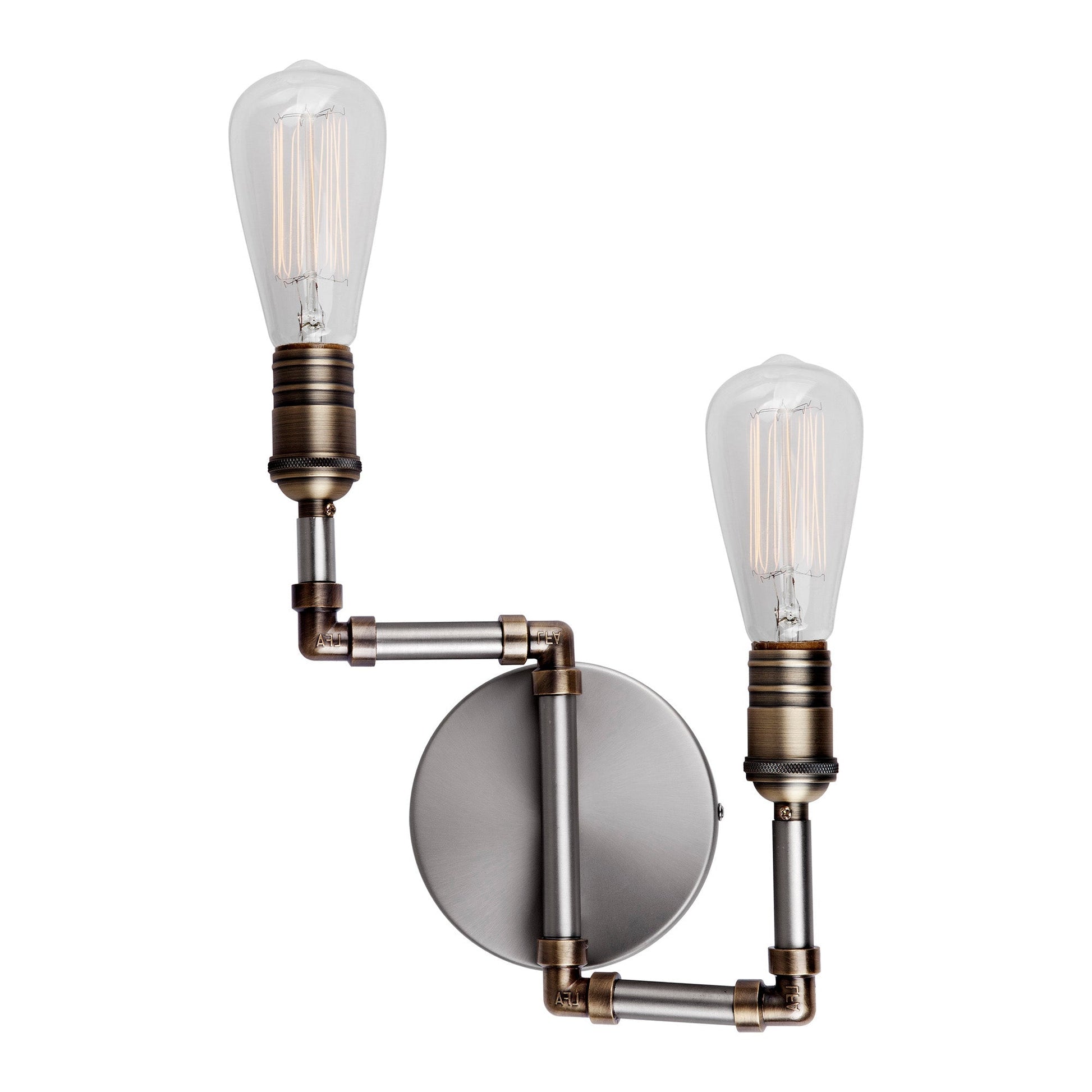 Forte Lighting Uccelo 10" 2-Light Steel Bare Bulb Wall Sconce In Brushed Nickel Finish