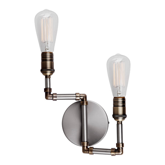 Forte Lighting Uccelo 10" 2-Light Steel Bare Bulb Wall Sconce In Brushed Nickel Finish