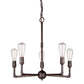 Forte Lighting Uccelo 23" 5-Light Steel Bare Bulb Chandelier In Antique Bronze Finish