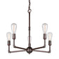 Forte Lighting Uccelo 23" 5-Light Steel Bare Bulb Chandelier In Antique Bronze Finish