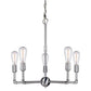 Forte Lighting Uccelo 23" 5-Light Steel Bare Bulb Chandelier In Brushed Nickel Finish