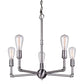 Forte Lighting Uccelo 23" 5-Light Steel Bare Bulb Chandelier In Brushed Nickel Finish