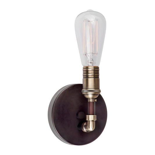 Forte Lighting Uccelo 5" 1-Light Steel Bare Bulb Wall Sconce In Antique Bronze Finish