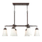 Forte Lighting Ursa 40" 6-Light Oval Steel Antique Bronze Chandelier With White Glass Shades