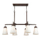 Forte Lighting Ursa 40" 6-Light Oval Steel Antique Bronze Chandelier With White Glass Shades