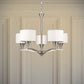 Forte Lighting Ute 28" 5-Light Steel Brushed Nickel Round Chandelier With Off White Linen Shades