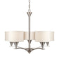 Forte Lighting Ute 28" 5-Light Steel Brushed Nickel Round Chandelier With Off White Linen Shades