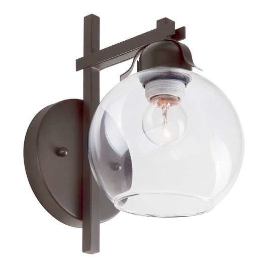 Forte Lighting Val 6" 1-Light Steel Antique Bronze Wall Sconce With Clear Globe Glass Shade