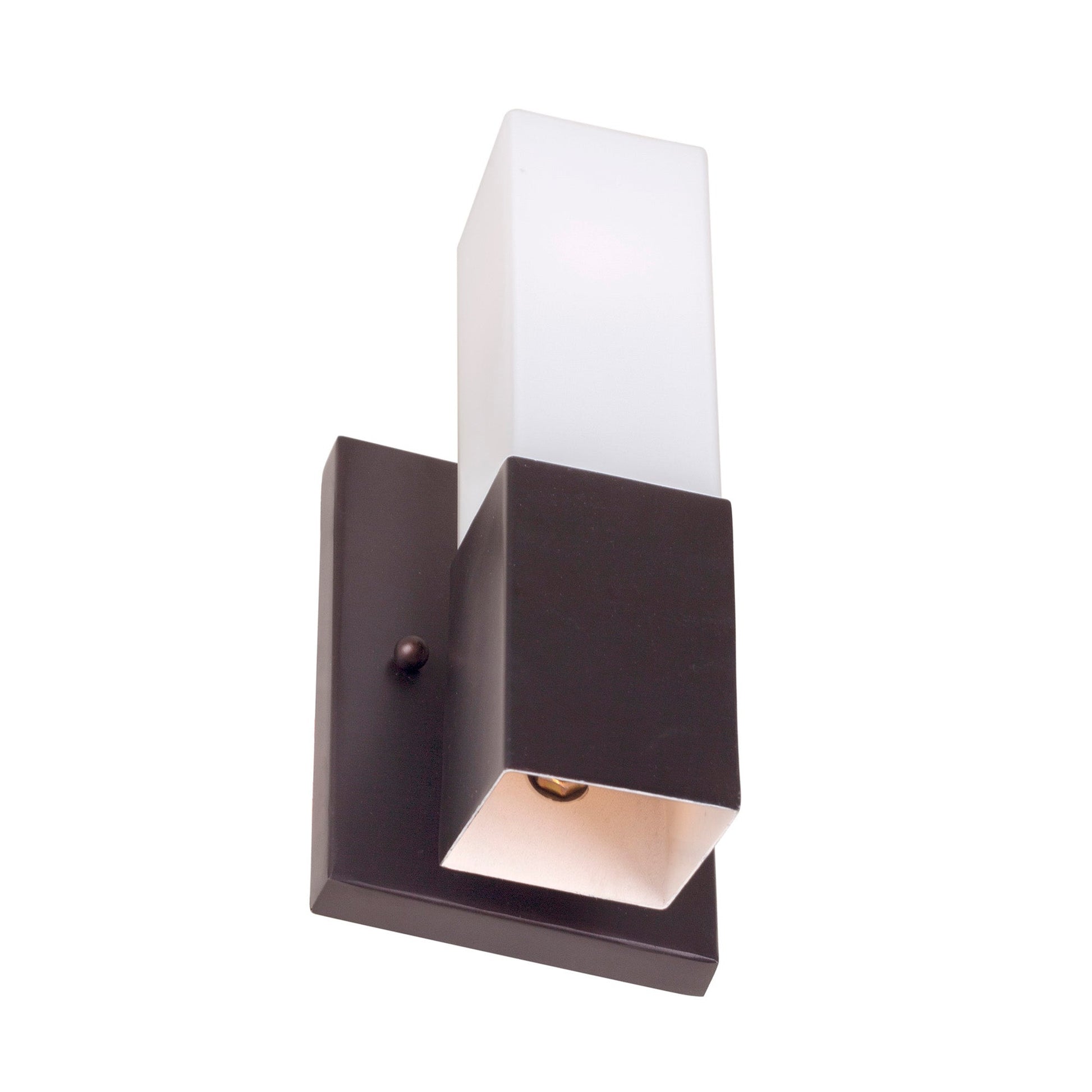 Forte Lighting Vio 5" 2-Light Steel Antique Bronze Wall Sconce With Square Satin Opal Glass Shades