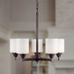 Forte Lighting Vos 21" 5-Light Steel Antique Bronze Chandelier With White Glass Shades