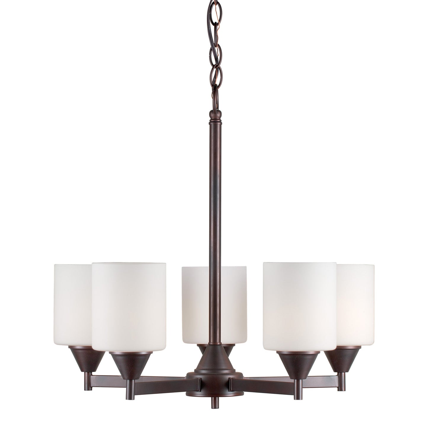 Forte Lighting Vos 21" 5-Light Steel Antique Bronze Chandelier With White Glass Shades