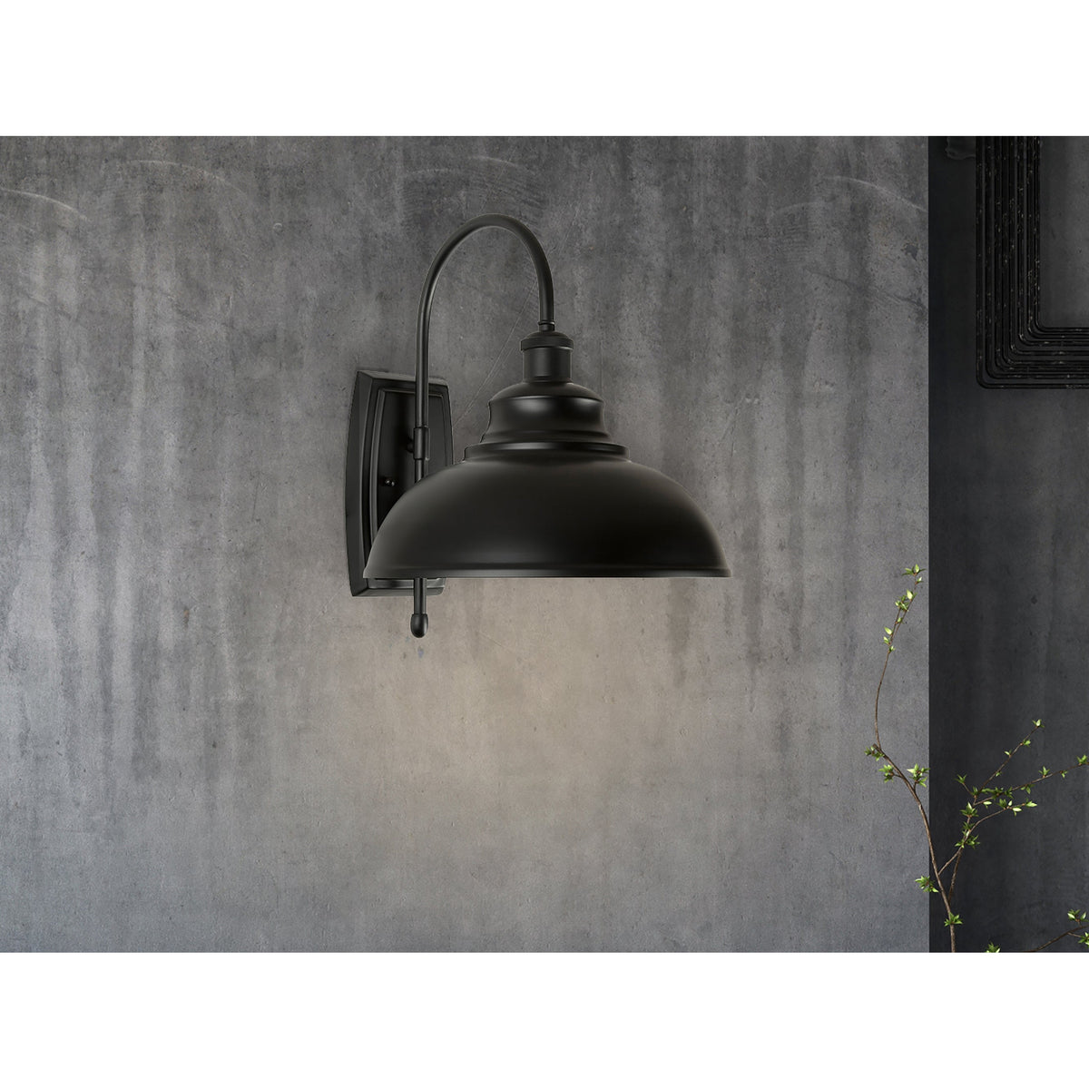 Forte Lighting Walton 12" Steel Black Outdoor Wall Light With Metal Shade