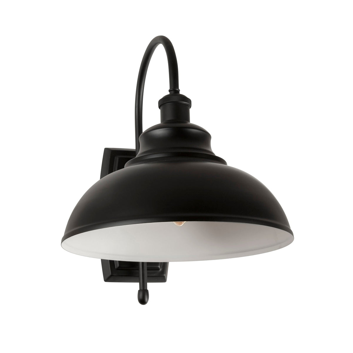 Forte Lighting Walton 12" Steel Black Outdoor Wall Light With Metal Shade