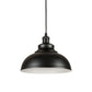 Forte Lighting Walton 12" Steel Black Pendant Light With Black Metal Shade