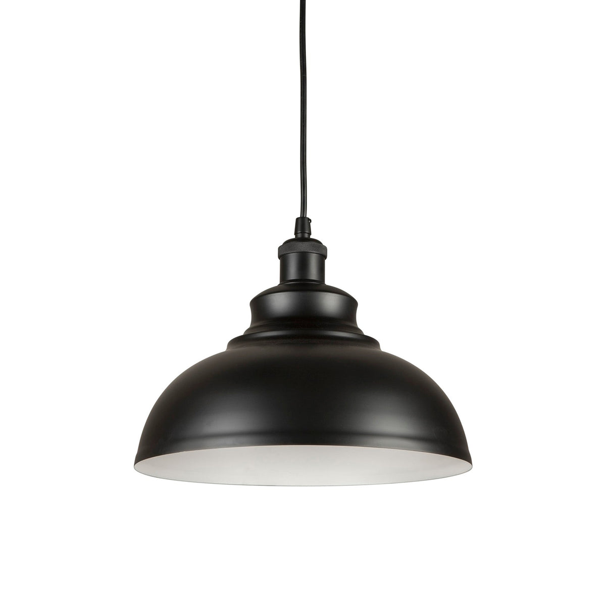 Forte Lighting Walton 12" Steel Black Pendant Light With Black Metal Shade