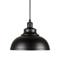 Forte Lighting Walton 12" Steel Black Pendant Light With Black Metal Shade
