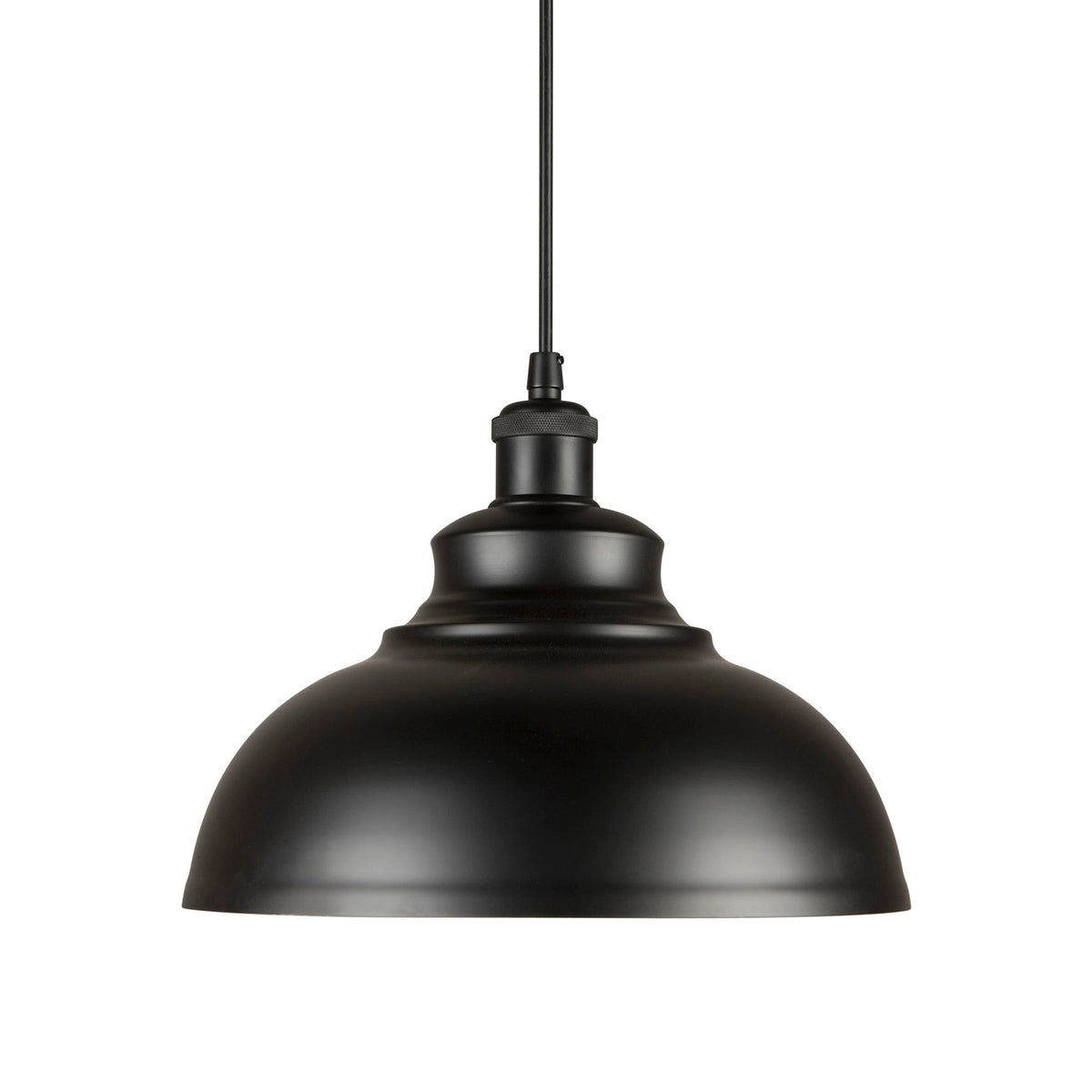 Forte Lighting Walton 12" Steel Black Pendant Light With Black Metal Shade
