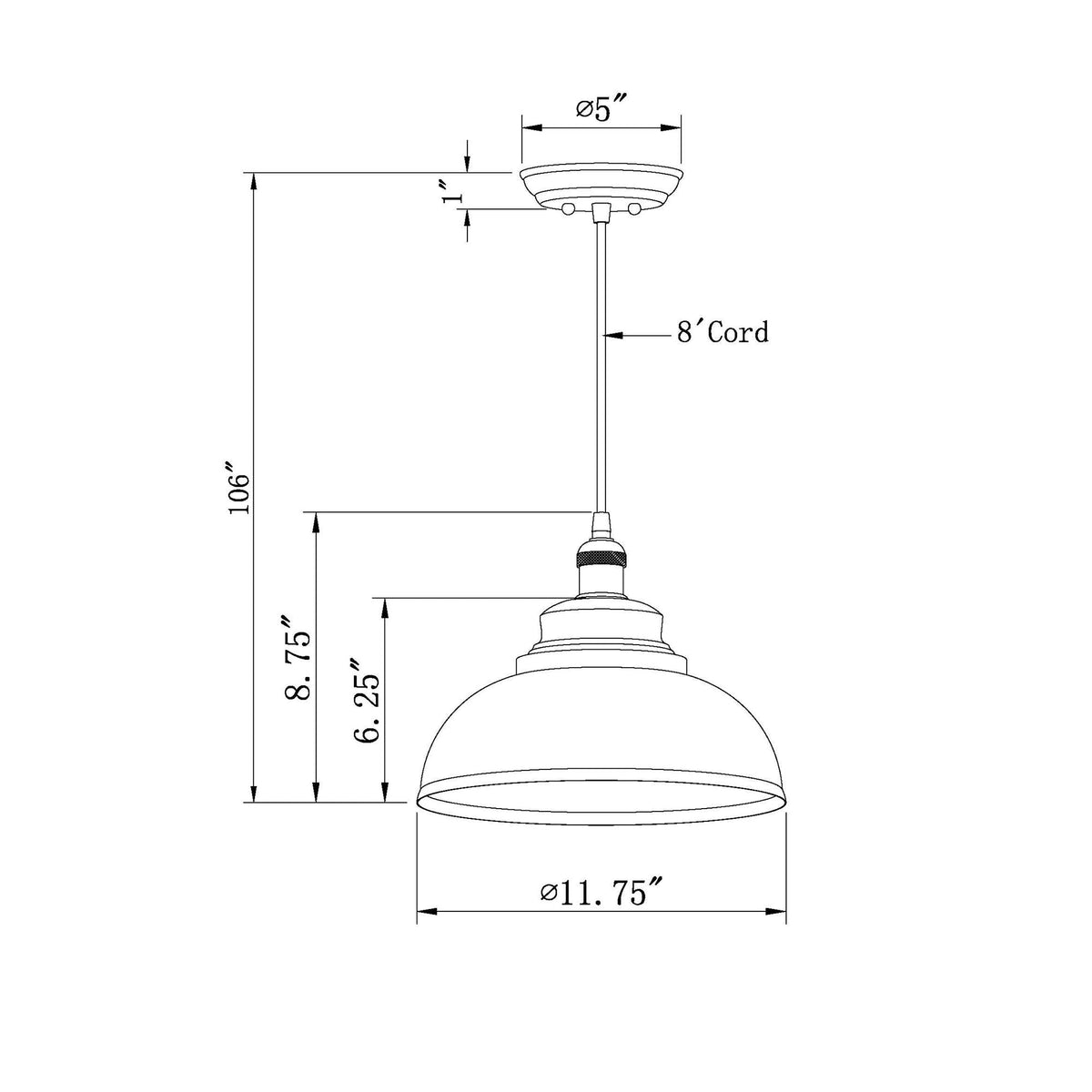 Forte Lighting Walton 12" Steel Black Pendant Light With Black Metal Shade